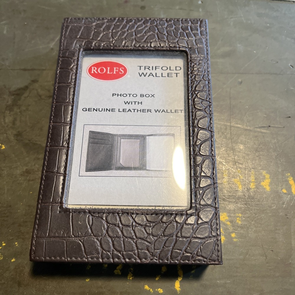Rolfs Mens Brown Leather Trifold Wallet with Valet Photo Gift Box New